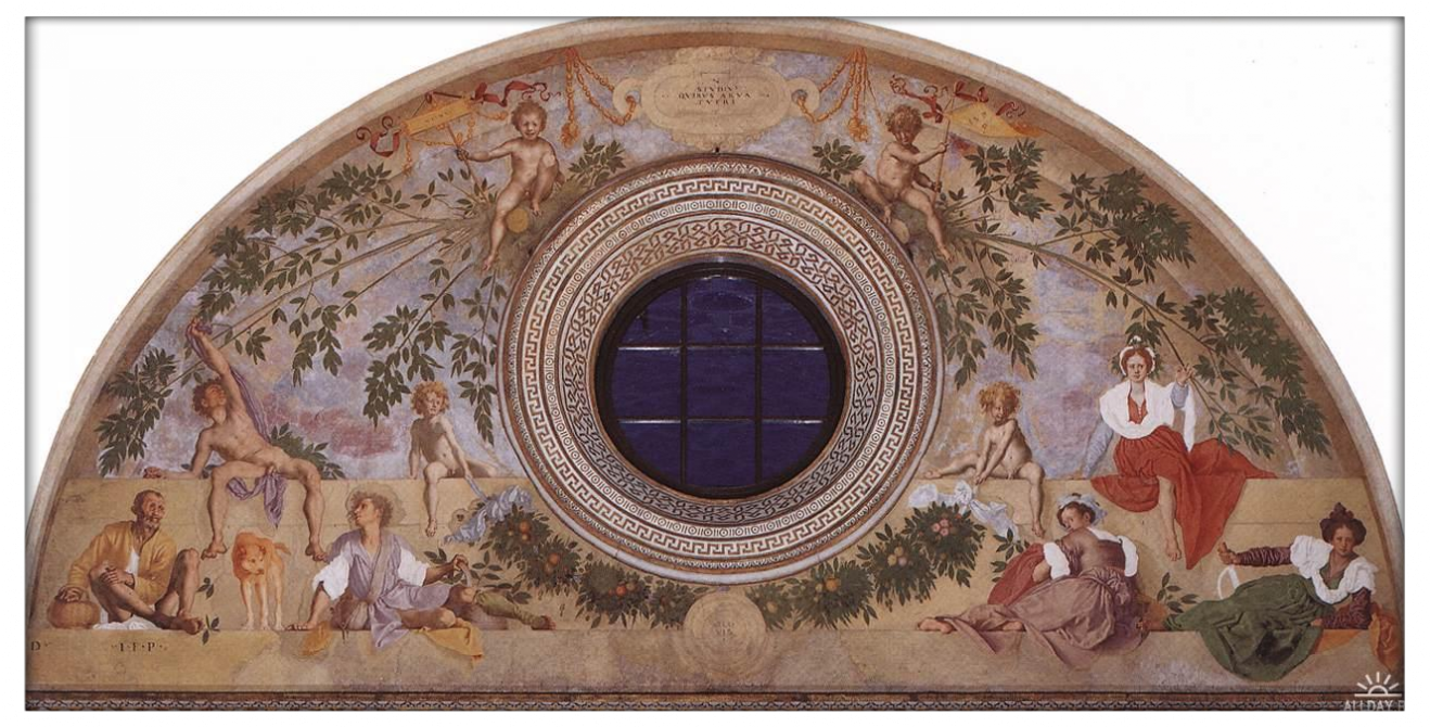 Роспись стен, фреска «Вертумн и Помона», Понтормо